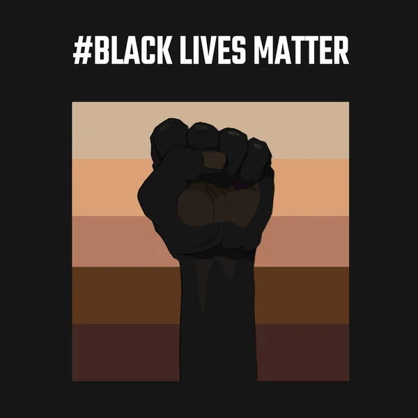 African American arm gesture on a palette of skin shades background. Black lives matter — Stock Vector