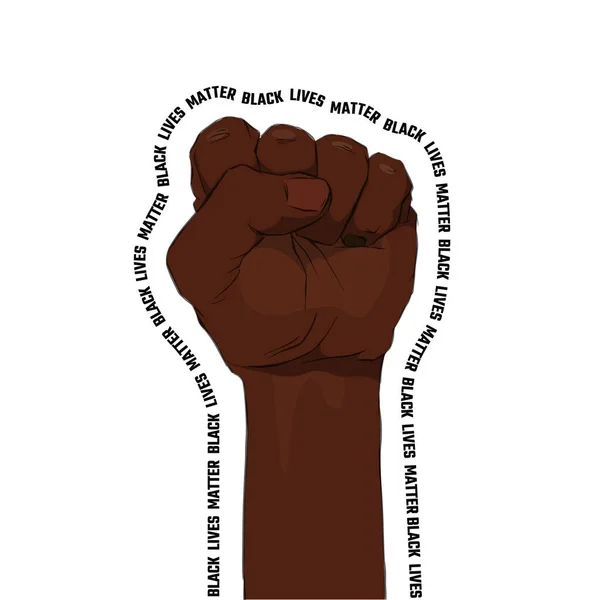 Um gesto de braço afro-americano num fundo branco. Vidas negras importam —  Vetores de Stock
