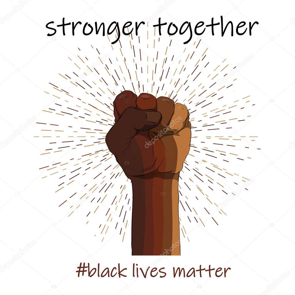 African American arm gesture on a white background. Black lives matter
