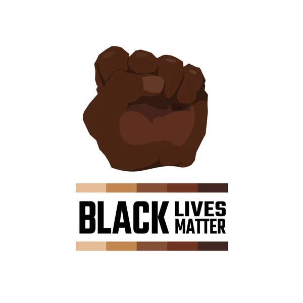 Gerakan lengan Afrika Amerika pada palet latar belakang warna kulit. Kehidupan orang kulit hitam penting - Stok Vektor