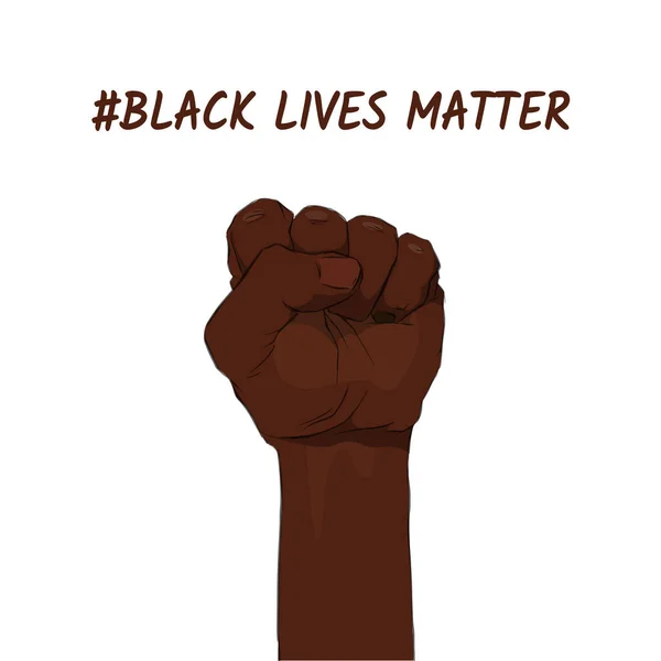 Un gesto de brazo afroamericano sobre un fondo blanco. Las vidas negras importan — Vector de stock