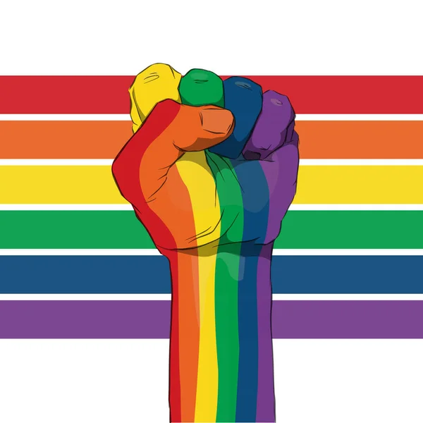 Puño de orgullo de color arco iris. Concepto LGBT — Archivo Imágenes Vectoriales