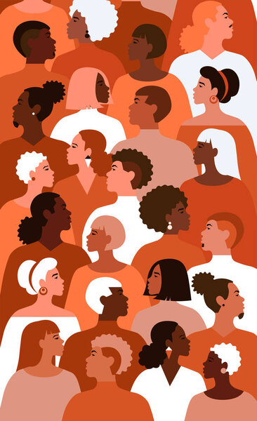 Vector of crowd of mixed people and society