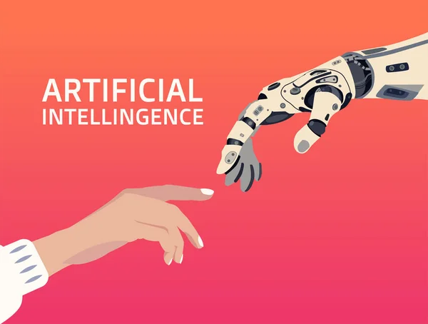 Signe d'amitié de l'humanité et d'intelligence artificielle — Image vectorielle