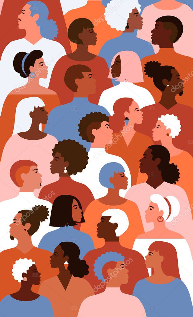 Vector of crowd of mixed people and society