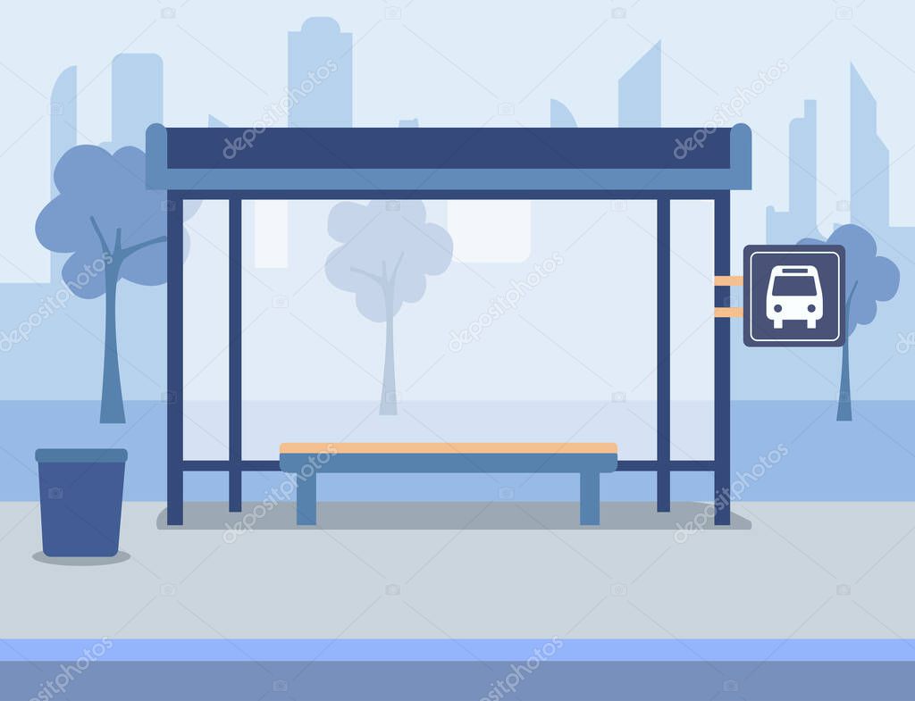 Empty modern bus stop