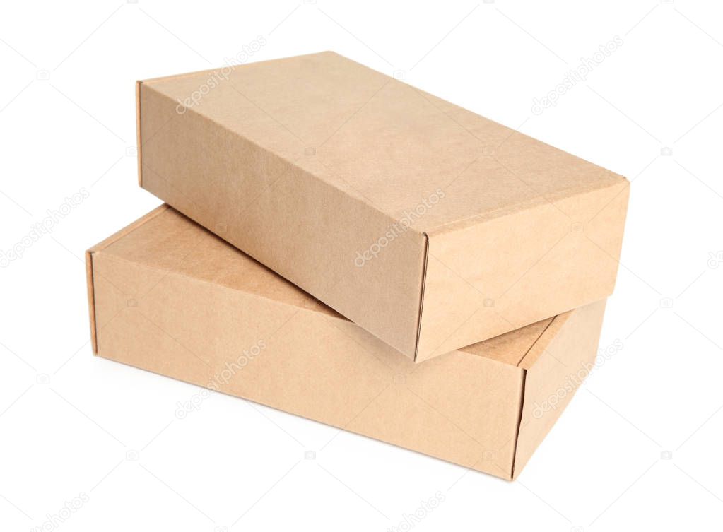 Two cardboard boxes on white background