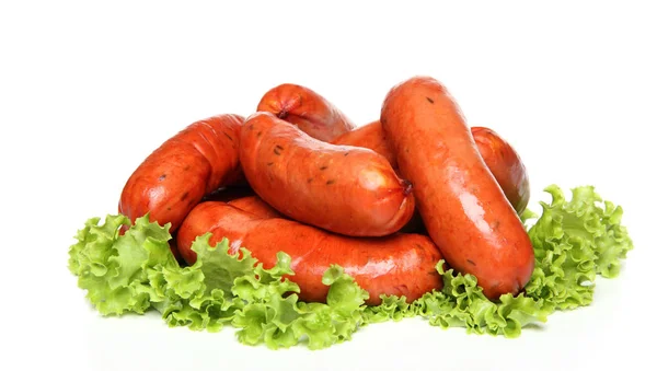 Räucherwurst im Salat — Stockfoto