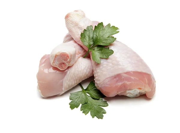 Raw chicken legs on white background Royalty Free Stock Photos