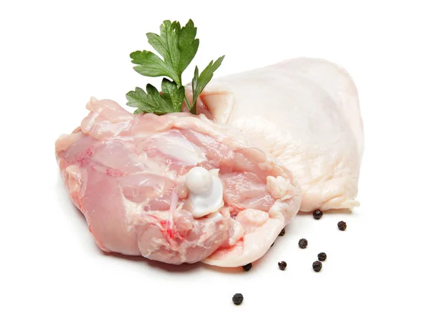 Syrové kuřecí stehna na bílém pozadí Royalty Free Stock Obrázky