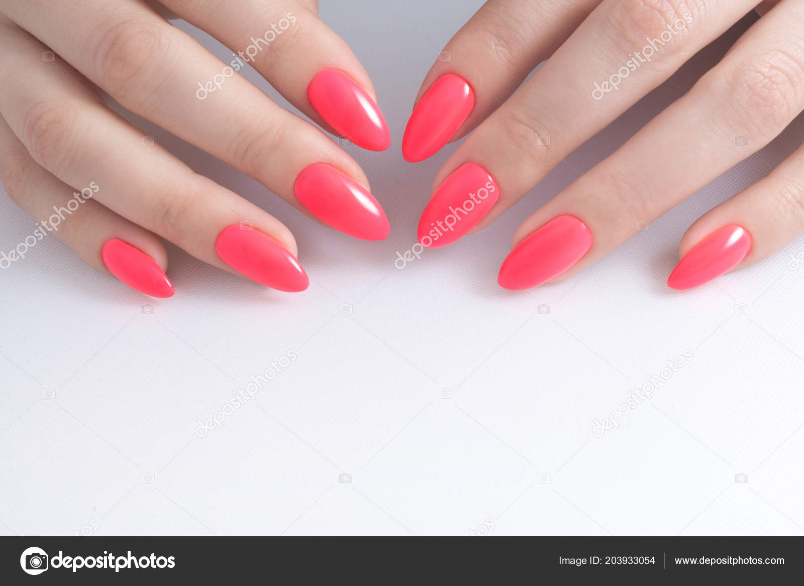 OVAL PRESS ON nails, short nails, glossy coral pink nails, luxury stick on  nail £5.49 - PicClick UK