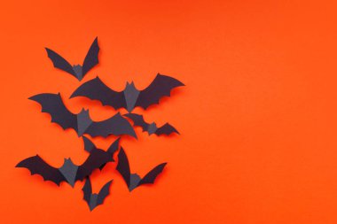 Cadılar Bayramınız Kutlu Olsun. Cadılar Bayramı kavramı. Yarasalar, kopya alanı bir sürü