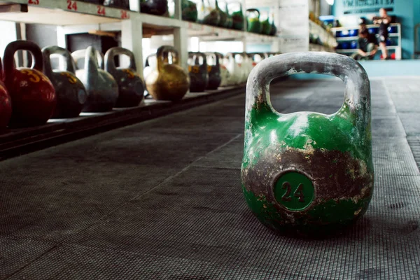 kettlebells on gym. Close up. Work out with kettlebells