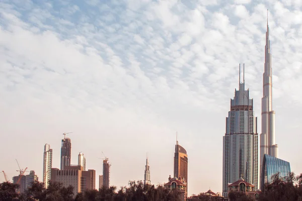 Streets of a large modern city. Skyscrapers Of Dubai — Stock Photo, Image