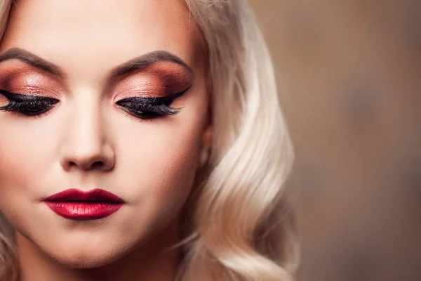 Female eye with evening makeup, close-up. Bright makeup