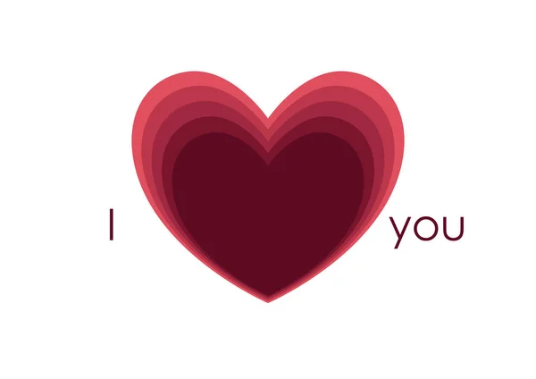 Miluji tě, koncept. Symbol srdce. Den svatého Valentýna, papír řez styl — Stockový vektor