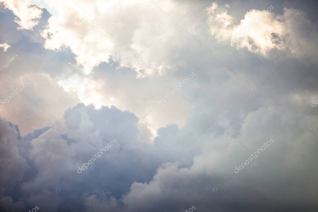 Abstract natural background, sky and puffy clouds, 