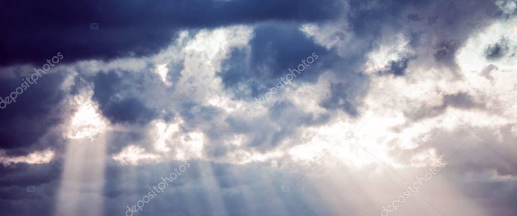 Abstract natural background, sky and puffy clouds, 