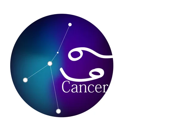 Signo del zodíaco Cáncer para horóscopo, constelación y símbolo en marco redondo — Archivo Imágenes Vectoriales