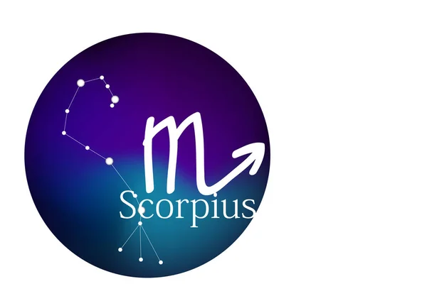 Ζώδιο Σκορπιός για ωροσκόπιο, αστερισμό και σύμβολο σε στρογγυλό πλαίσιο — Διανυσματικό Αρχείο