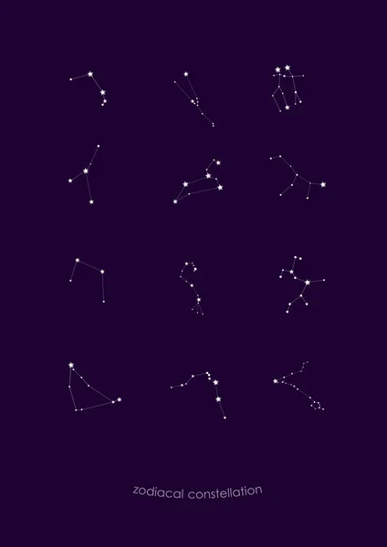 Constelações do zodíaco. Conjunto de signos do zodíaco — Vetor de Stock