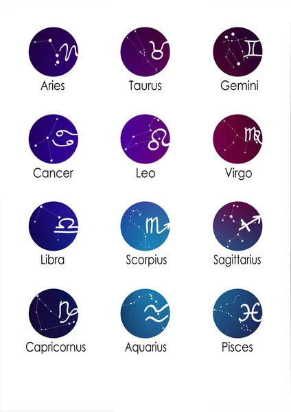 Konstellationer av zodiaken. Stjärntecknen set — Stock vektor