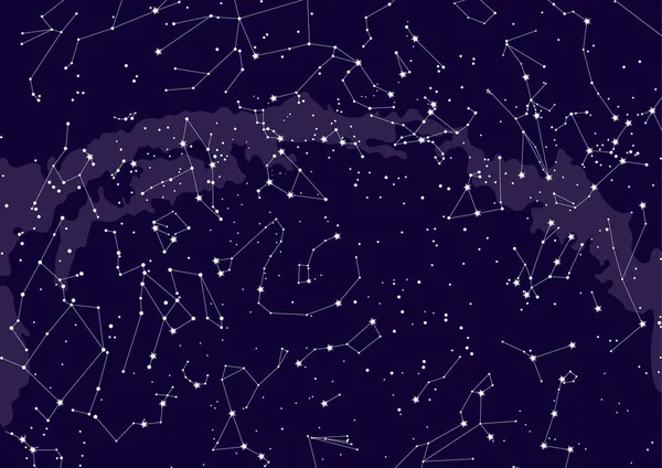 Costellazioni dell'emisfero nord, mappa stellare. Astronomia della scienza — Vettoriale Stock