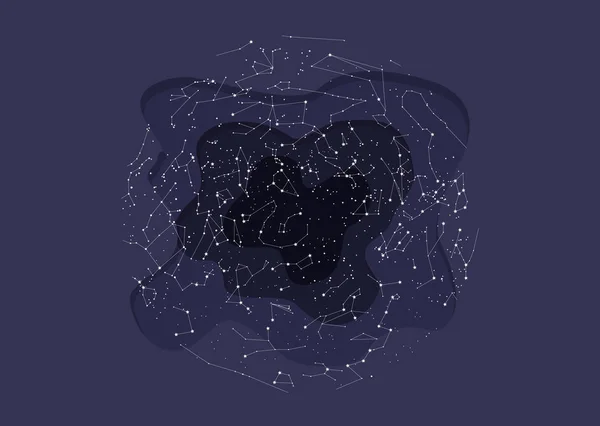 北半球的真实星座。深蓝色的天空 — 图库矢量图片