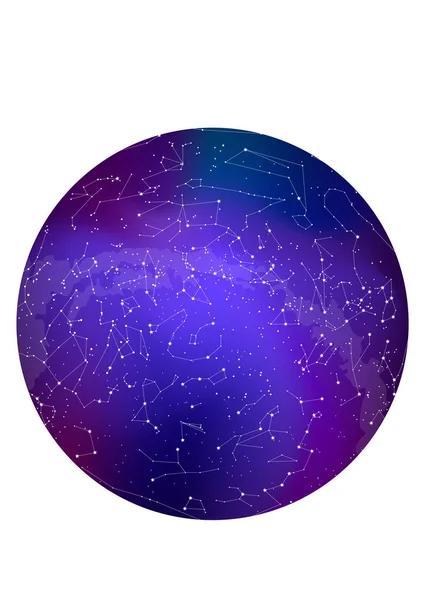 Constelaciones del hemisferio norte, mapa estelar. Astronomía científica — Archivo Imágenes Vectoriales