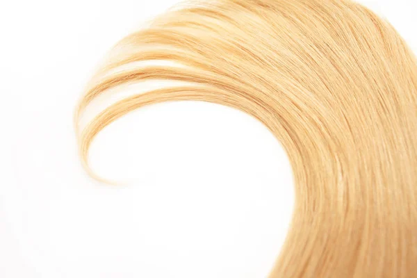 Blonde Curls hair isolated on white background. strand of blonde hair, hair care, hair care