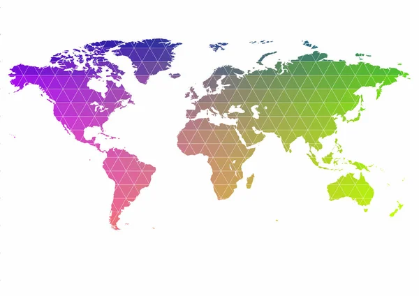 Planetjorden, världen karta stilisering med rainbow lutning — Stock vektor