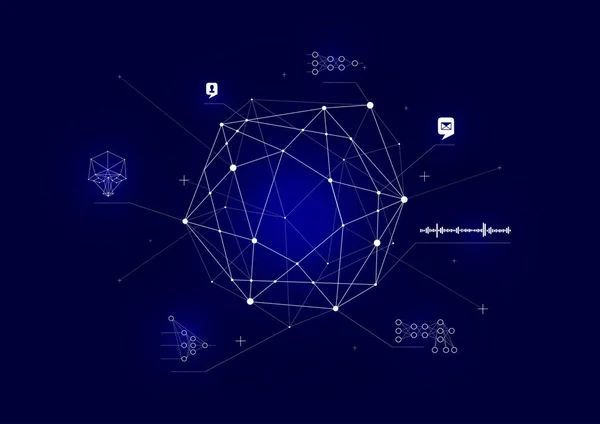 Digitale concept, intelligente controlesysteem. Analyse en verwerking van alle gegevenstypen, concept — Stockvector