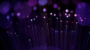 Fiber optik, odakparlama. Soyut fütüristik arka plan