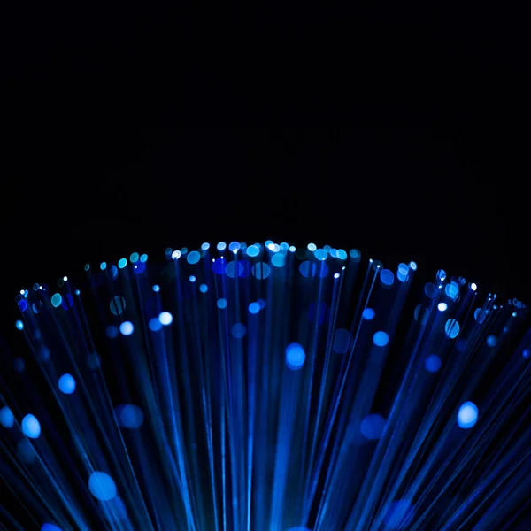 Abstract sferische achtergrond, optische Fiber blauwe lichtgevende stippen en lijnen — Stockfoto