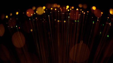 Fiber optik, odakparlama. Soyut fütüristik arka plan