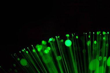 Fiber optik, odakparlama. Soyut fütüristik arka plan