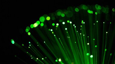 Fiber optik, odakparlama. Soyut fütüristik arka plan