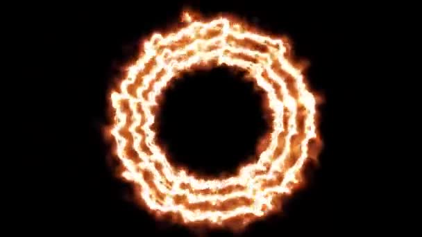 Dynamischer abstrakter Tunnel. Feuerkreise, ein brennender Reifen bewegt sich — Stockvideo