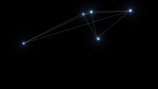 Grafik dengan bintang bersinar bergerak berirama pada hitam — Stok Video