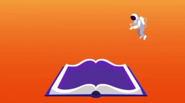 Eğitim ve eğitim kavramı. Turuncu arkaplan üzerine kitabı aç.