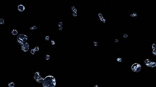Hermosas burbujas líquidas transparentes, salpicaduras de agua. Fondo abstracto —  Fotos de Stock