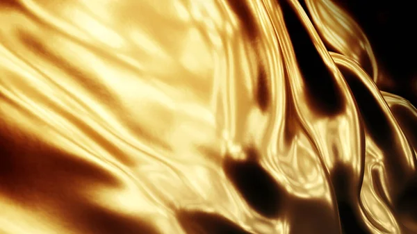 Goldoberfläche mit Falten, luxuriöser Goldstoff. Gold und Schwarz, — Stockfoto