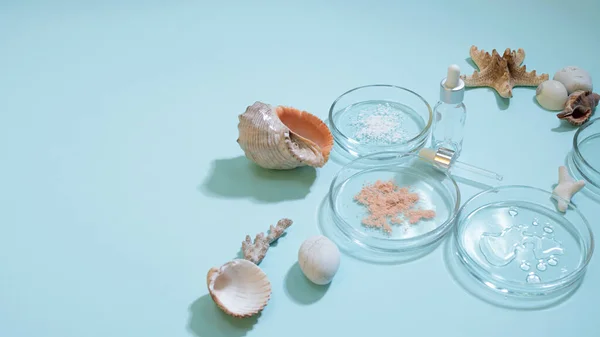 Kosmetyki ekologiczne oparte na naturalnych składnikach. Kolagen morski i pierwiastki śladowe. — Zdjęcie stockowe