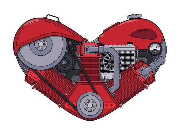 Motor hart in steampunk stijl. Vector illustratie. — Stockvector