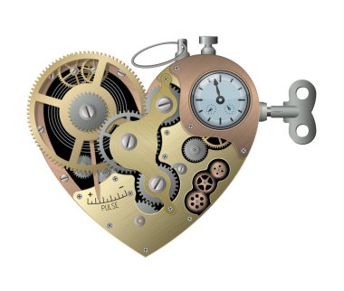 Steampunk tarzında mekanik kalp. Vektör çizimi.