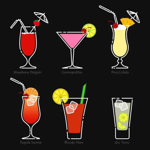 Holidays club party summer cocktails. Vector. — Stock Vector