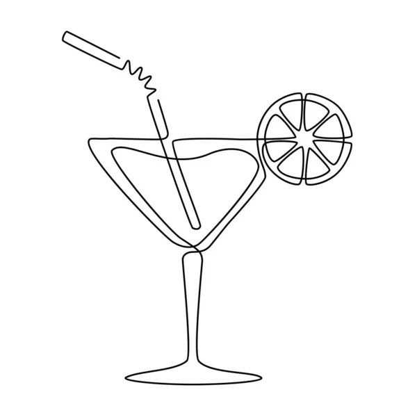 Cocktail. Disegno continuo di una linea. Vettore . — Vettoriale Stock