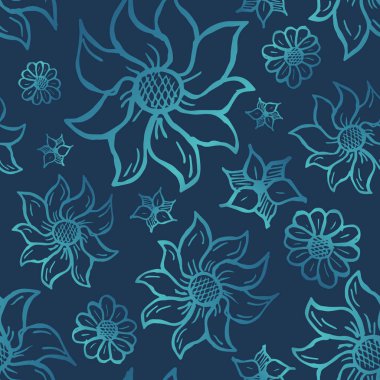 Elle çizilmiş güller ile çiçek dikişsiz desen. Açık çiçekler üzerinde 