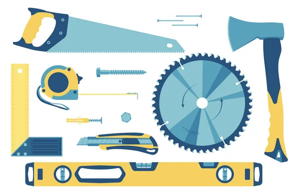 Conjunto de herramientas para la construcción y reparación en estilo plano. Vector — Archivo Imágenes Vectoriales