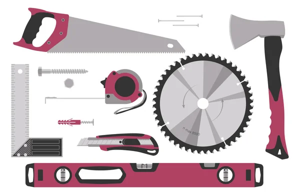 Ensemble d'outils pour la construction et la réparation dans le style plat. Vecteur — Image vectorielle